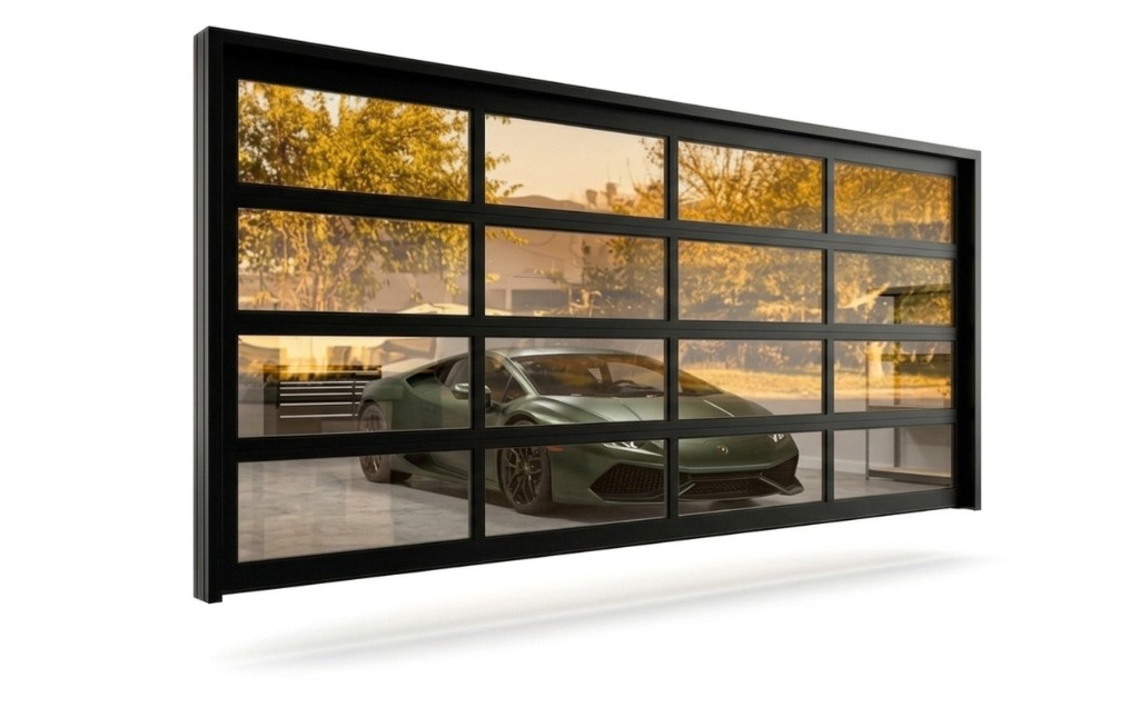 Aluminum and glass garage door