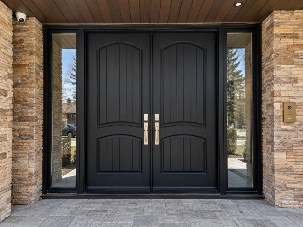 Double doors with sidelights
