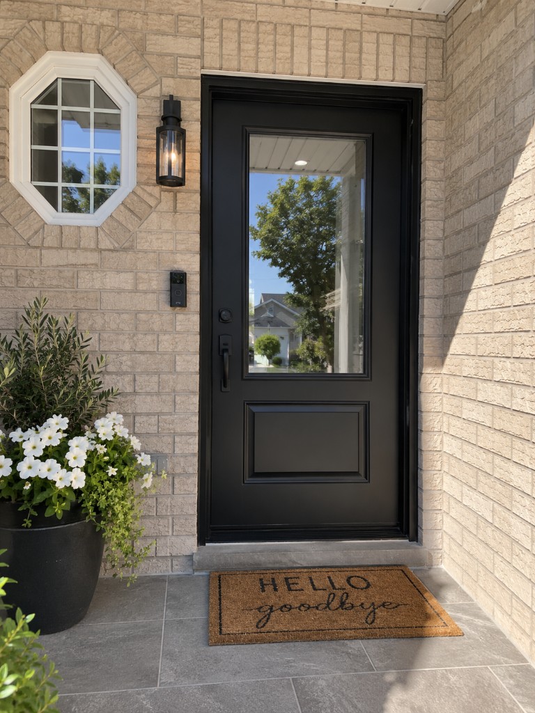 Single black entry door